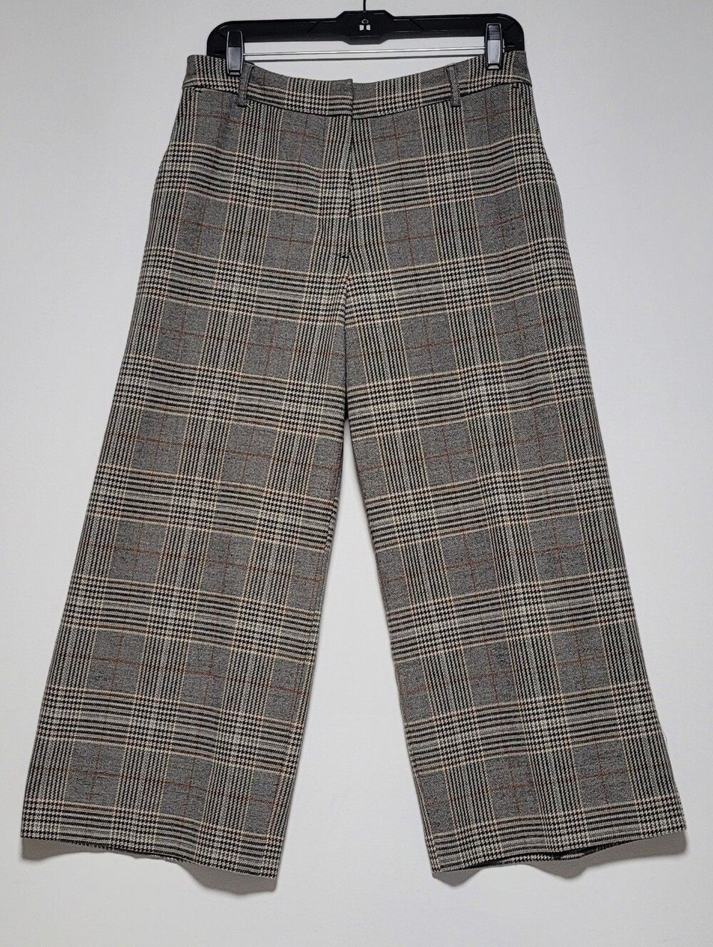 Express Office-ready, Tailored, Plaid, High-rise, Wide-leg, Cropped Pants